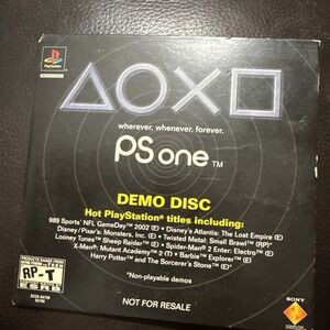 PSone DEMO DISC (Sony PlayStation 1,‎ PS1, 2001) w/ Original Sleeve